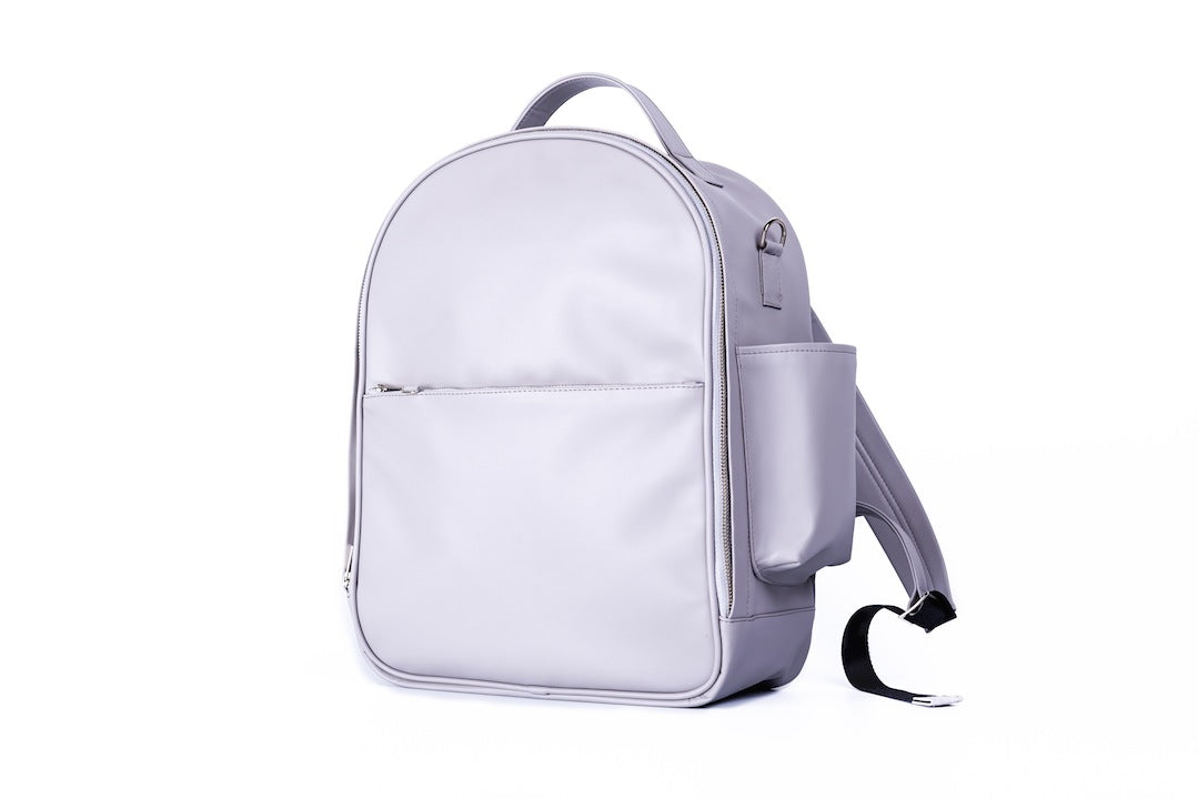 light gray backpack diaper bag